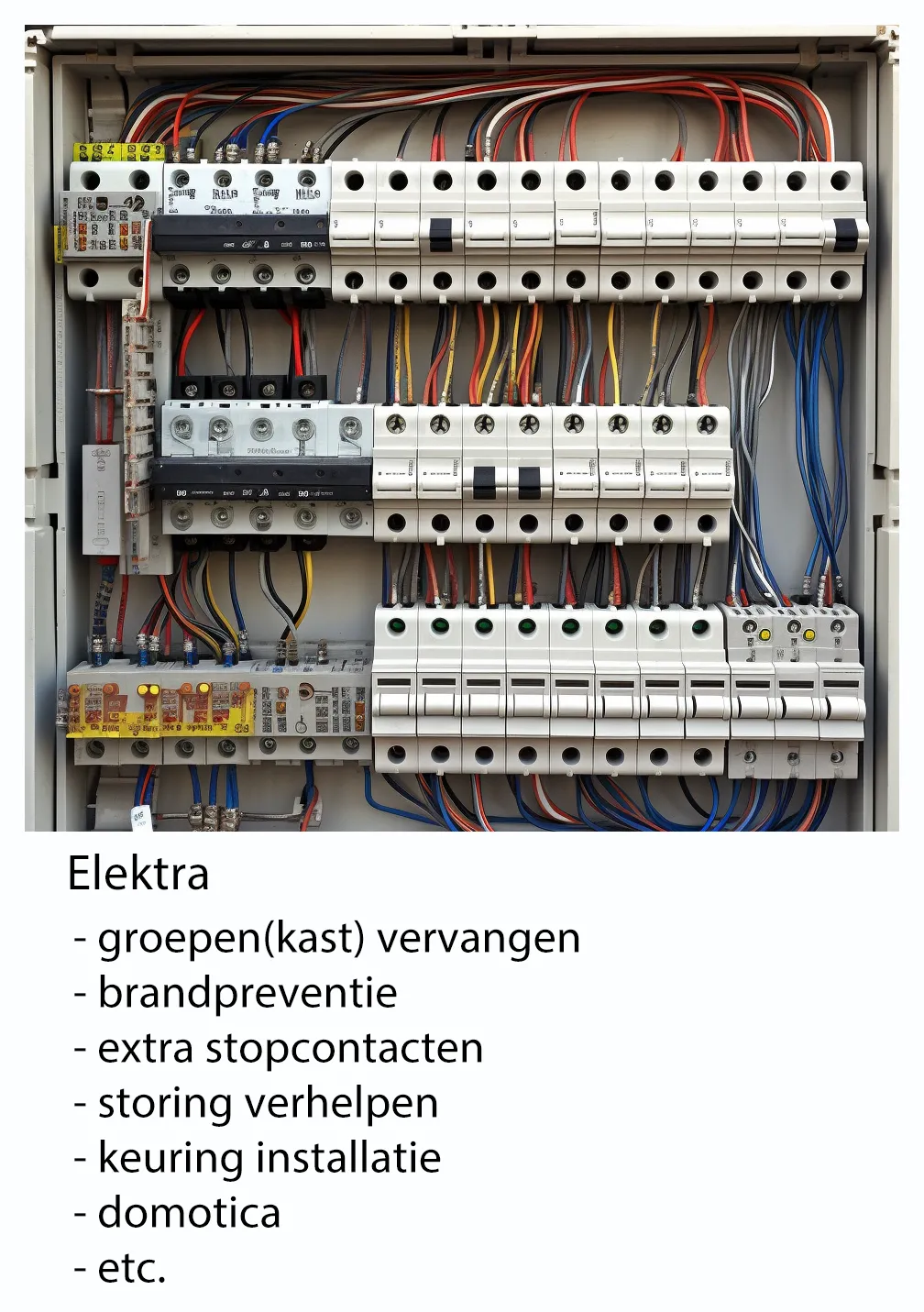 elektricien; groepenkast aanpassen, fout opsporen, stopcontact plaatsen, domotica etc.